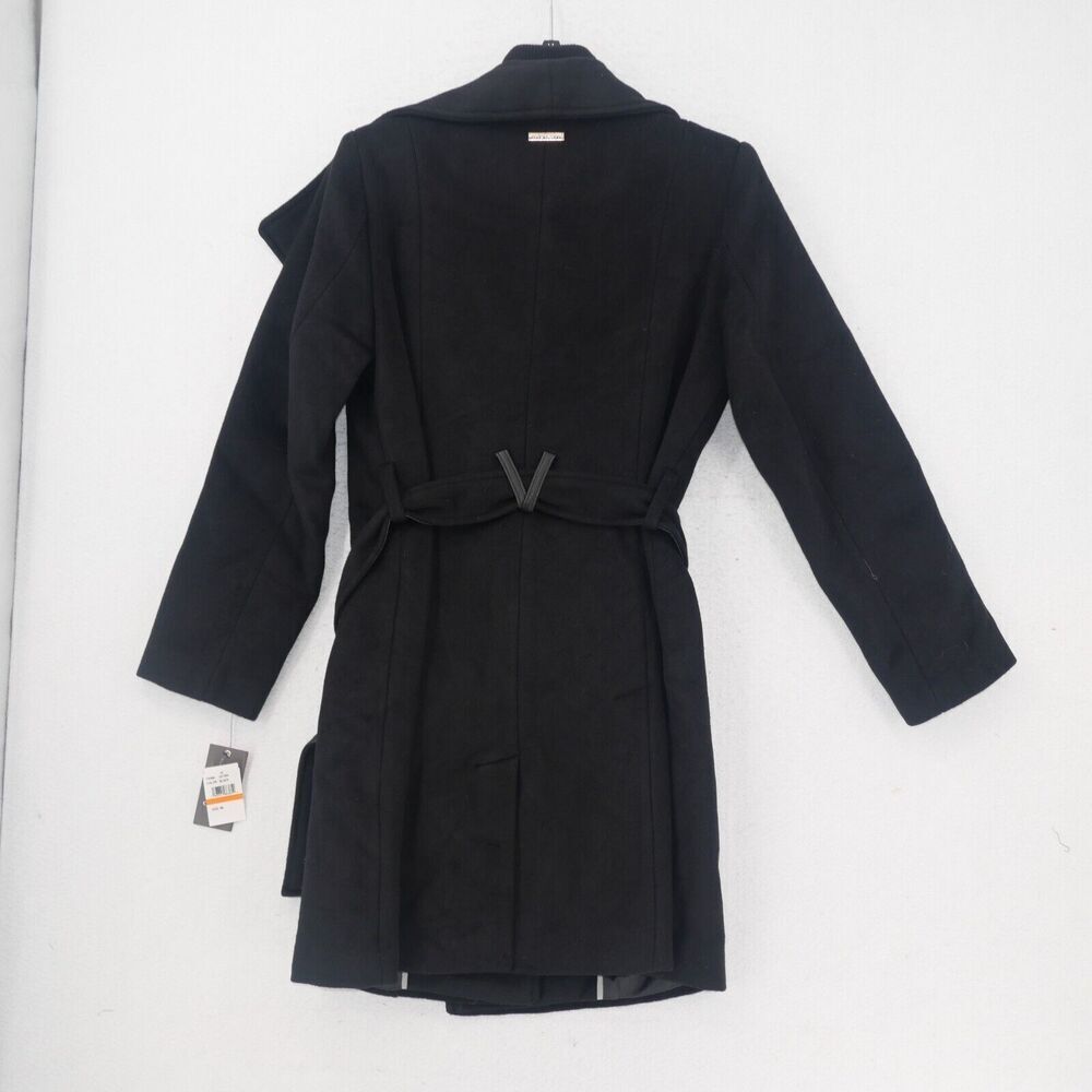 NEW Vince Camuto Women's Small Belted Wool Blend Midi Trench Coat Winter Black - Picture 11 of 12